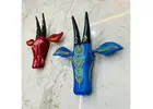 Handcrafted Wooden Cow Head Sculpture for Wall