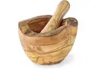 Buy Large 6 Inch Olive Wood Mortar and Pestle Online USA | Handmade Rustic Grinder