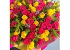 Buy a Pink and Yellow Rose Bouquet for Halloween Day